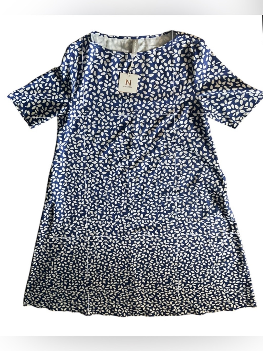 NWT Noracora Blue White Floral Cold Shoulder Midi Dress Size Large